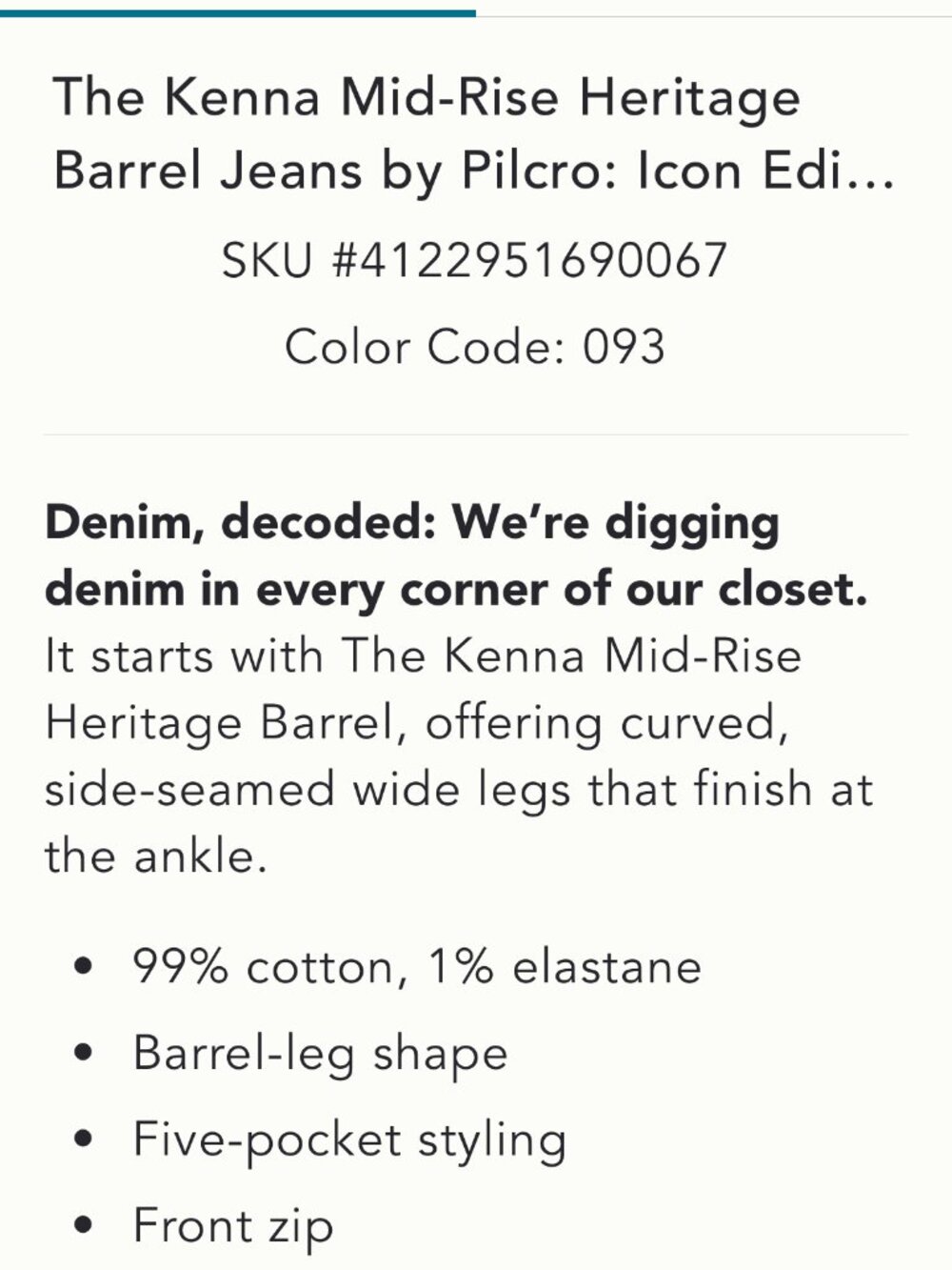 Anthropologie Kenna Heritage Barrel Jeans by Pilcro Icon Edition - Picture 8 of 8